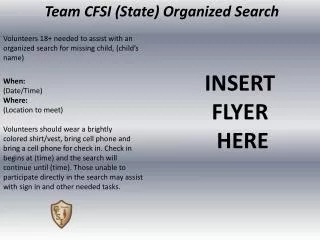 Team CFSI (State) Organized Search