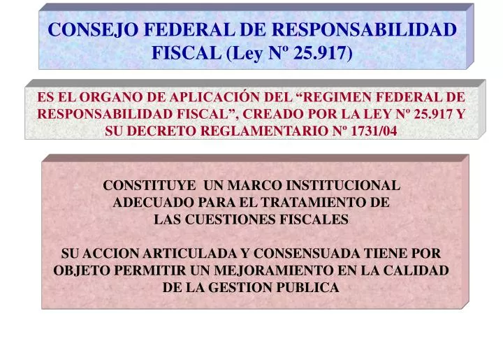 consejo federal de responsabilidad fiscal ley n 25 917
