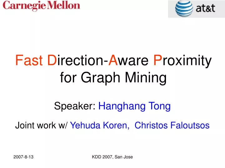 fast d irection a ware p roximity for graph mining
