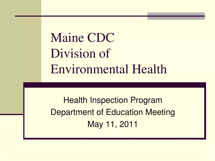 maine cdc division of environmental health