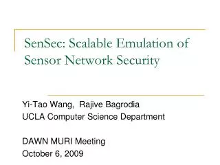 SenSec: Scalable Emulation of Sensor Network Security