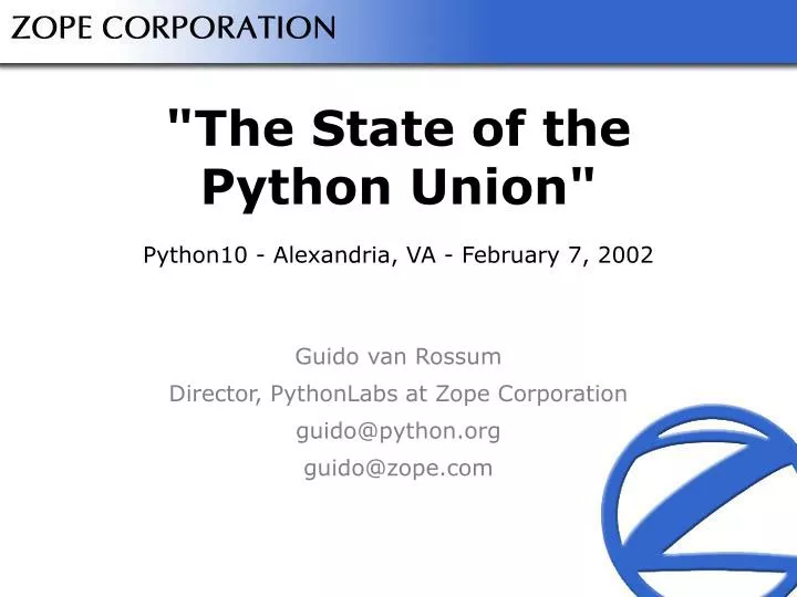 the state of the python union python10 alexandria va february 7 2002