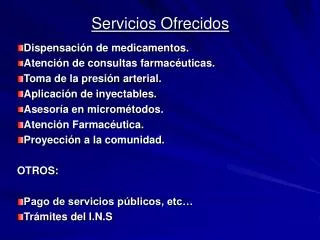servicios ofrecidos