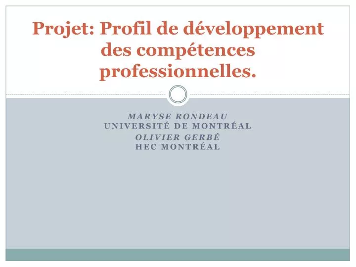 projet profil de d veloppement des comp tences professionnelles