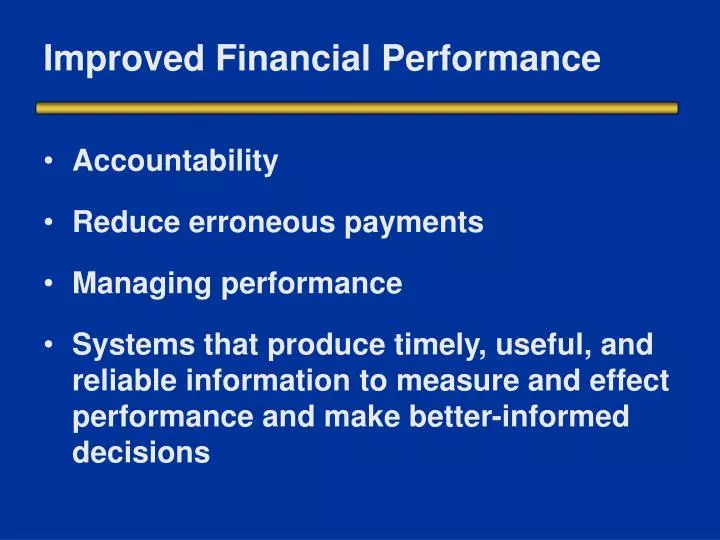 improved financial performance