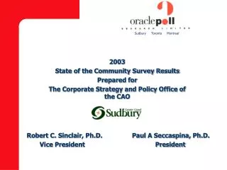 2003 State of the Community Survey Results Prepared for