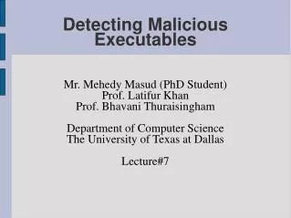Detecting Malicious Executables