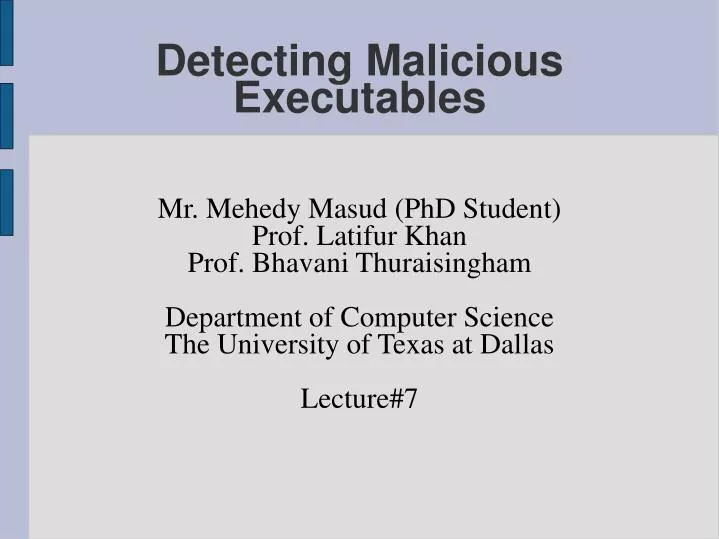 detecting malicious executables