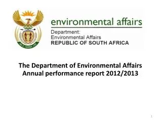 The Department of Environmental Affairs Annual performance report 2012/2013