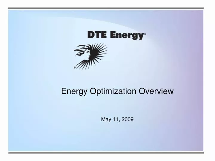 energy optimization overview may 11 2009