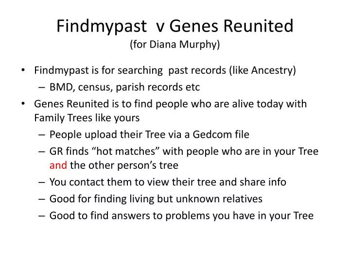 findmypast v genes reunited for diana murphy
