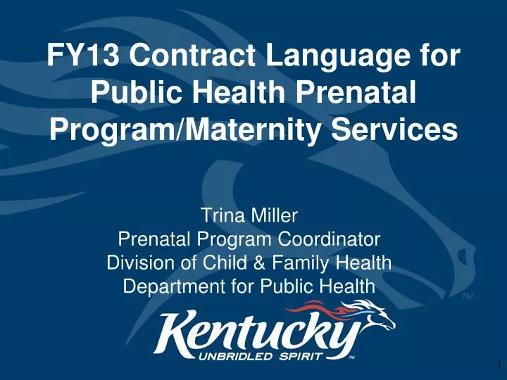 fy13 contract language for public health prenatal program maternity services
