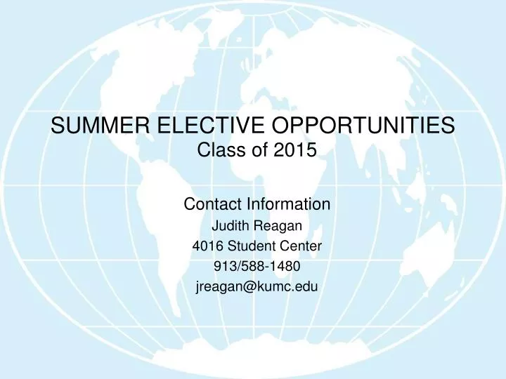 summer elective opportunities