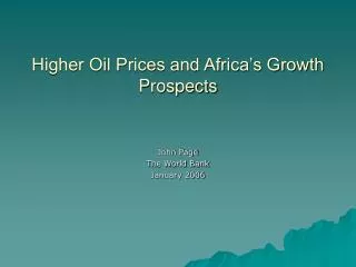 Higher Oil Prices and Africa’s Growth Prospects