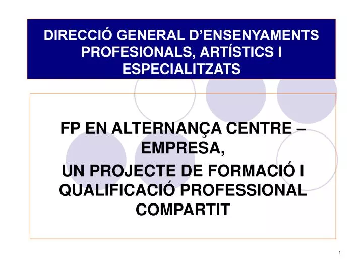 direcci general d ensenyaments profesionals art stics i especialitzats