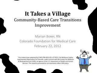 It Takes a Village Community-Based Care Transitions Improvement