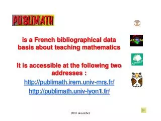 i s a F rench bibliographical data basis a bout teaching mathematics