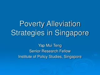 Poverty Alleviation Strategies in Singapore