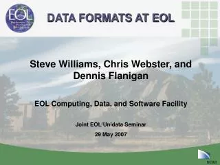 DATA FORMATS AT EOL