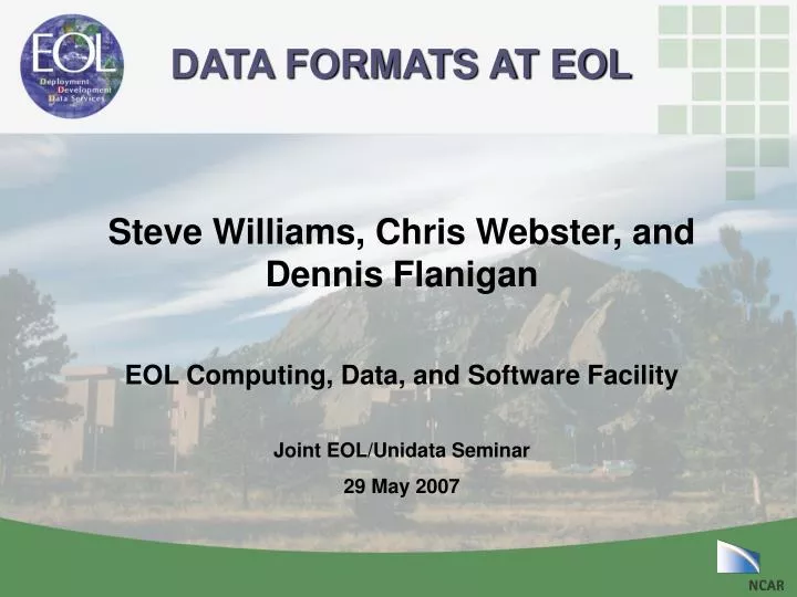 data formats at eol