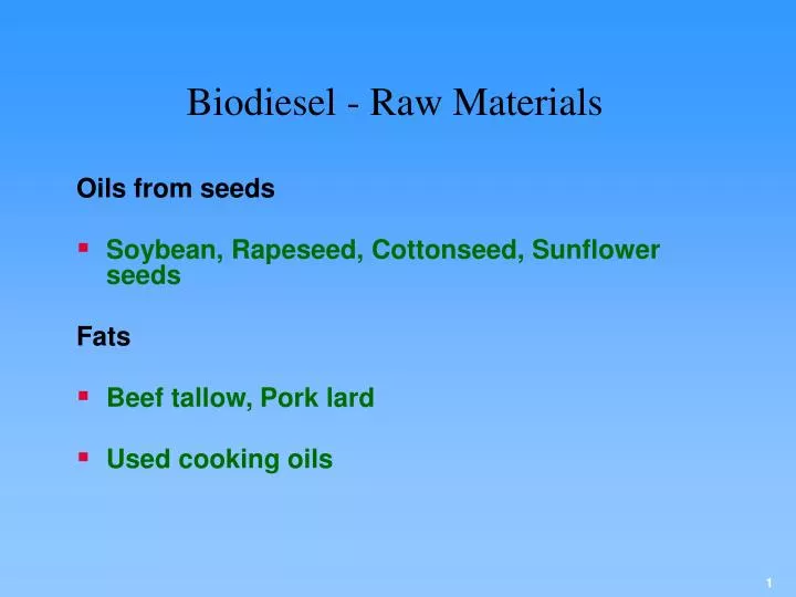 biodiesel raw materials