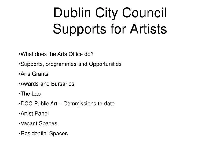 dublin city council supports for artists