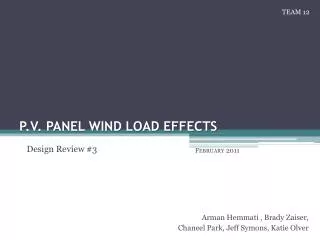 P.V. Panel wind load effects