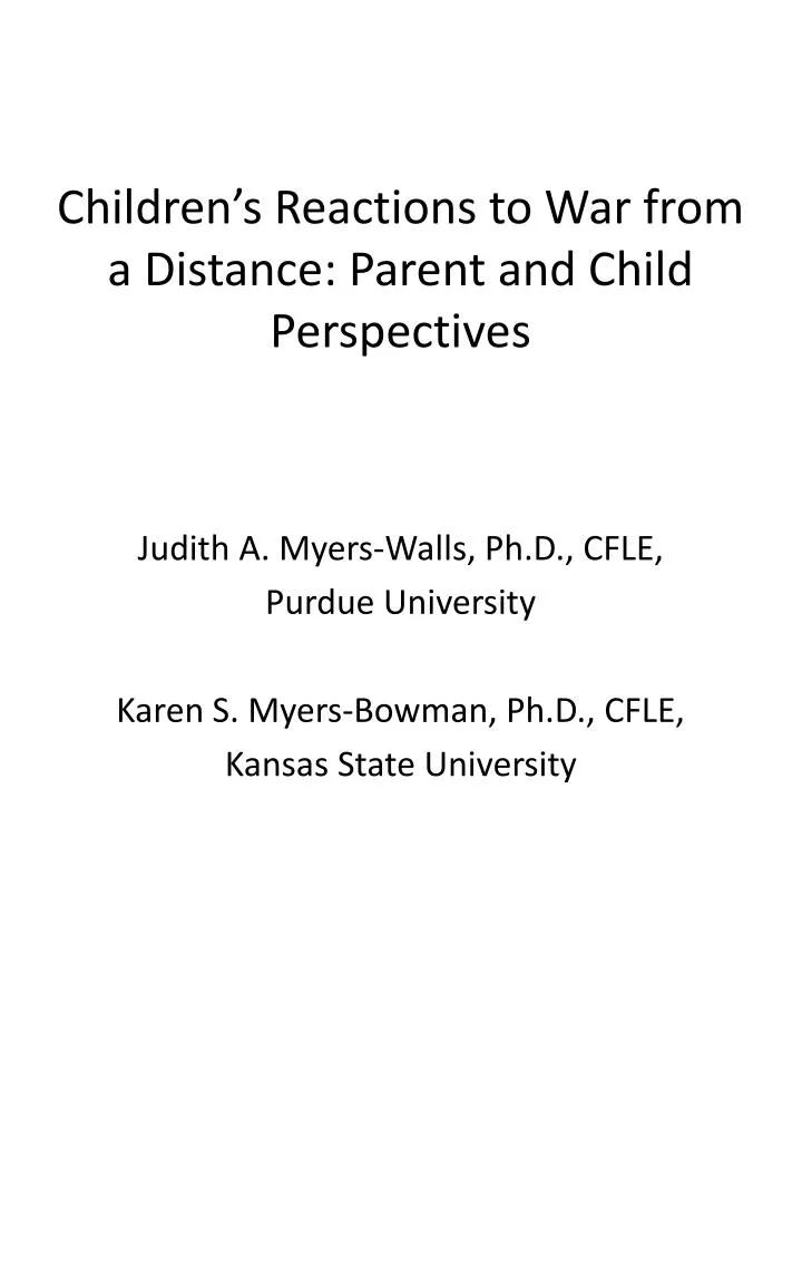 children s reactions to war from a distance parent and child perspectives
