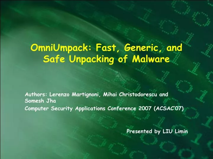 omniumpack fast generic and safe unpacking of malware