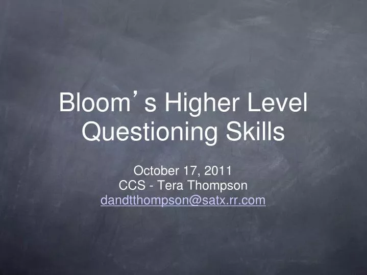bloom s higher level questioning skills