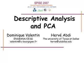 Descriptive Analysis and PCA