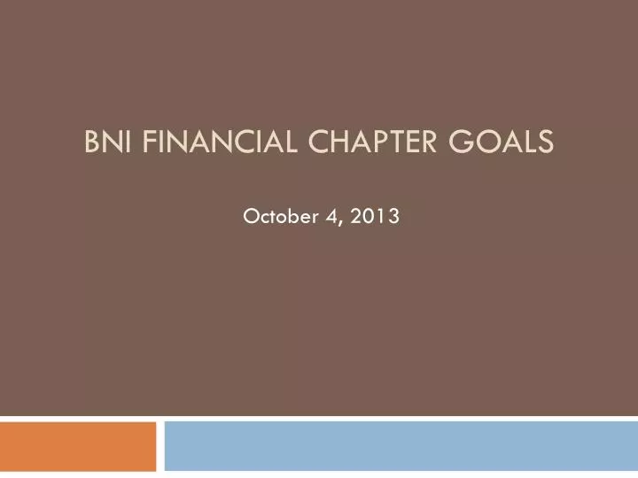 bni financial chapter goals