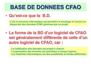 base de donnees cfao