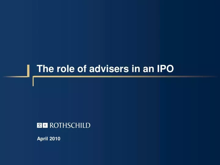 the role of advisers in an ipo