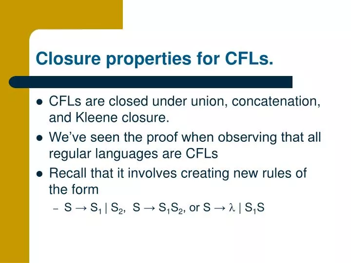 closure properties for cfls