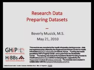 Preparing Research Datasets