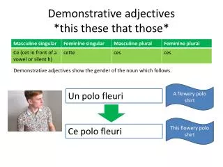 Demonstrative adjectives *this these that those*