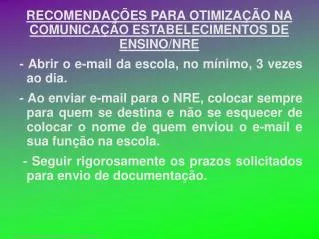 recomenda es para otimiza o na comunica o estabelecimentos de ensino nre