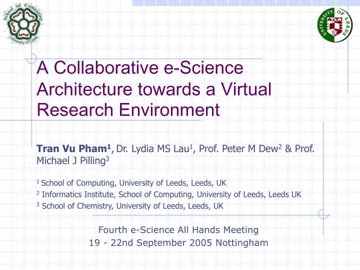 a collaborative e science architecture towards a virtual research environment