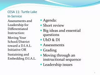 CESA 11: Turtle Lake In-Service