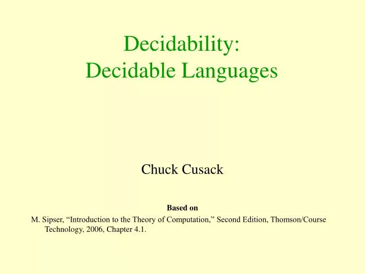 decidability decidable languages