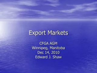 Export Markets