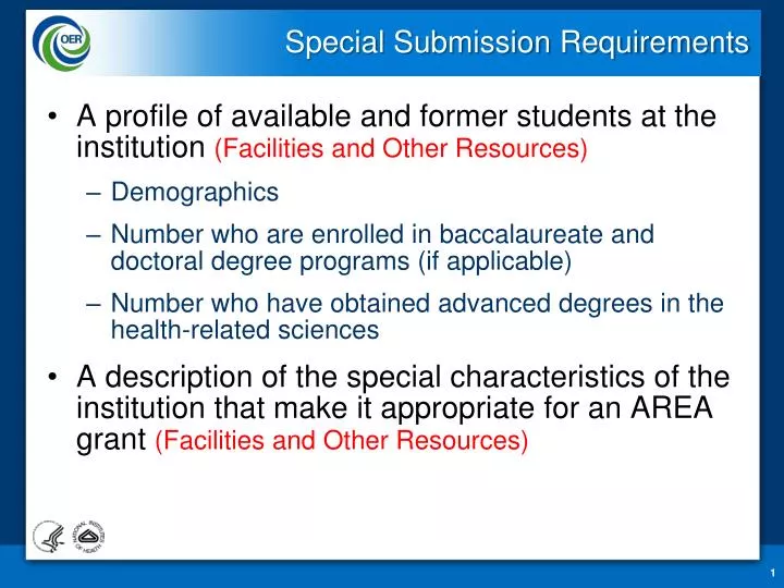 special submission requirements