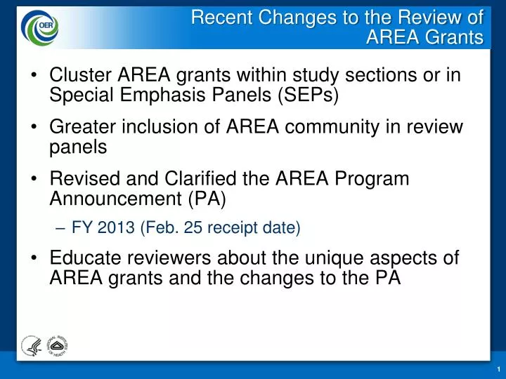 recent changes to the review of area grants
