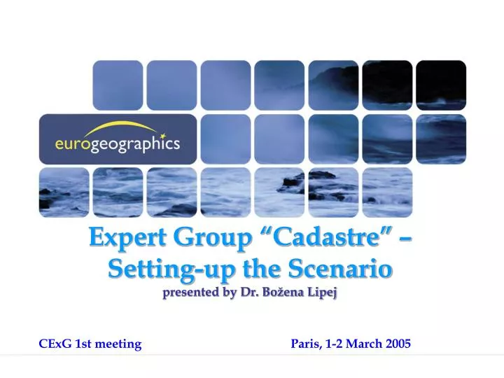 expert group cadastre setting up the scenario presented by dr bo ena lipej