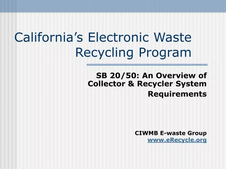 california s electronic waste recycling program