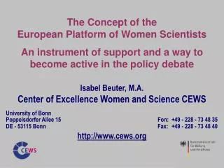 The Concept of the European Platform of Women Scientists