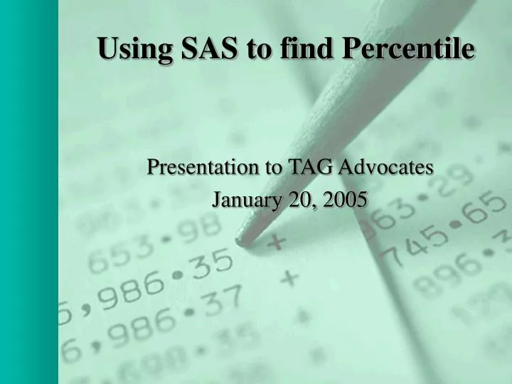 using sas to find percentile