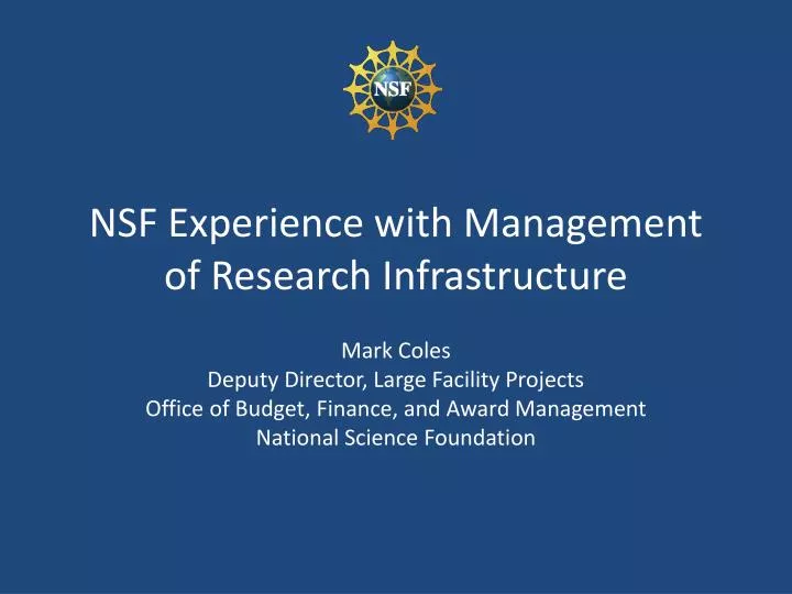 nsf experience with management of research infrastructure