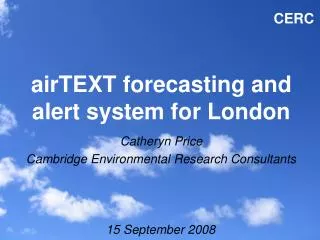 airTEXT forecasting and alert system for London